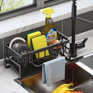 Organiseur D’évier GEFU Smartline – Noir, 50,4 X 3,6 X 3,5 Cm – Range éponge, Brosse, Savon