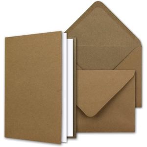 Cartes et enveloppes 25 Sets Noir Cartes Pliantes carrées en Papier Kraft 