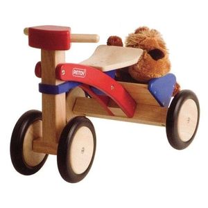 VEHICULE PORTEUR Tricycle porteur avec coffre - Pintoy - Mixte - 3 ans - Bois naturel et coloré - 50 x 36 x 36 cm