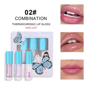 GLOSS Brillant à lèvres-Kit de maquillage pour les lèvres 3 pièces-ensemble, liquide hydratant, Base pour les lèvre