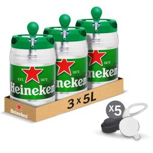 BIERE Pack de 3 fûts 5L - Heineken + 5 tubes de services