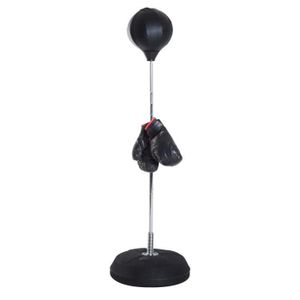 SAC DE FRAPPE Punching ball sur pied réglable en hauteur 126-144 cm avec gants, pompe et base de lestage noir