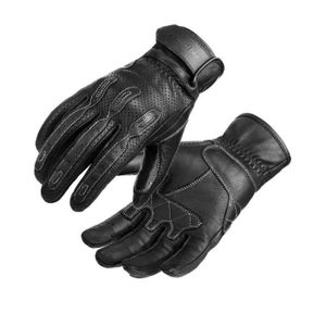 GANTS - SOUS-GANTS Gants de moto en cuir rétro pour hommes et femmes,gants de motocross respirants,gants de motard perforés,jaune et - Black[C2414]