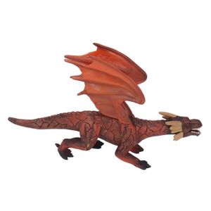 FIGURINE - PERSONNAGE Pwshymi Jouet modèle de dragon ardent Figurine de dinosaure volant, modèle de Dragon de feu simulé, apparence réaliste, jeux table