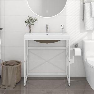 LAVABO - VASQUE vidaXL Cadre de lavabo de salle de bain vasque à encastrer Blanc Fer 3101387