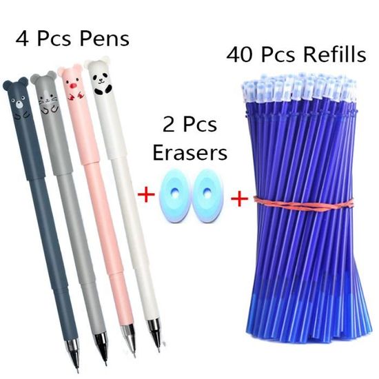 Trousse école 2 En 1 Silicone Souple + 10 Stylos Effaçables Gel - Design Kawaii Tortue - Pour Enfants, Bureau