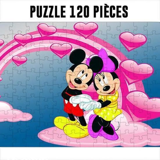 Puzzle 1 Pieces Mickey Minnie Amoureux Coeur Love Bleu Cdiscount Jeux Jouets