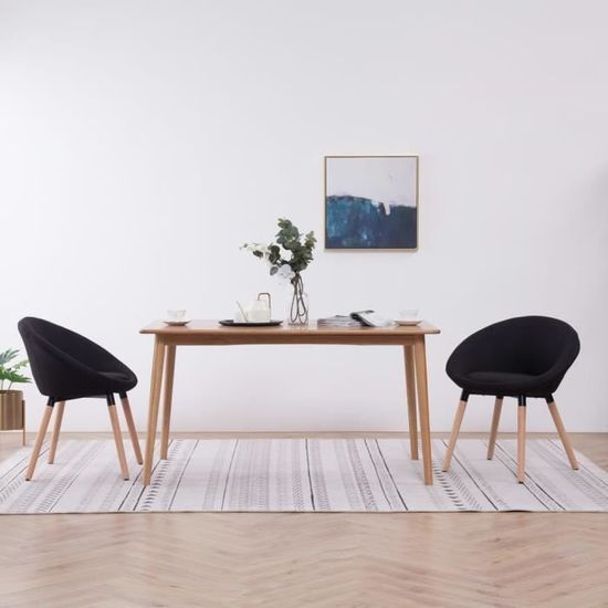 2 x Chaises de salle à manger Professionnel - Chaise de cuisine Chaise Scandinave - Noir Tissu &4834