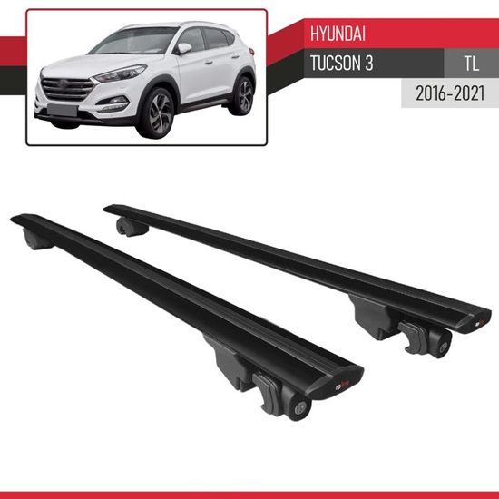 Barre Portapacchi Tetto Per Hyundai Tucson NX4 (2022-2025) - 2 Barre In Alluminio Nero, Carico 75 Kg, Antifurto