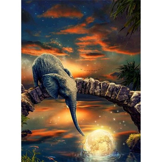 Diamond Painting Elephant 40x50 Cm - Tableau à Strass Grand Format, Adulte, Loisir Créatif (Phalaenopsis) - 4