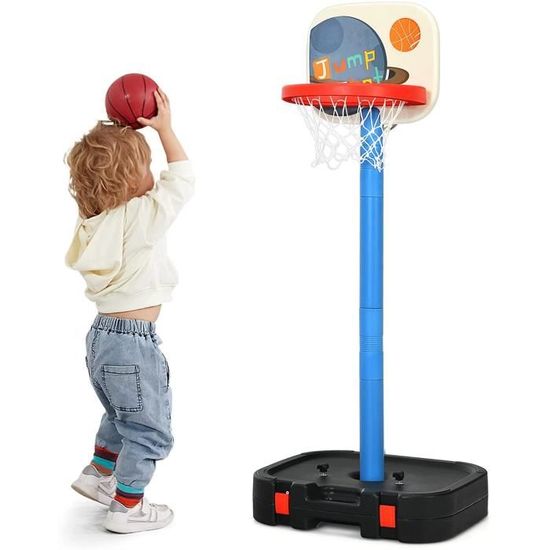 GOPLUS Panier de Basket pour Enfant avec 1 Basketball,Support de Basket Multifonctionnel pour Enfant,Hauteur Réglable de 123 à