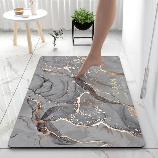 Tapis De Bain En Terre De Diatomée Motif Bois - Antidérapant, Super Absorbant, Séchage Rapide - Pour Salle De Bain, Entrée