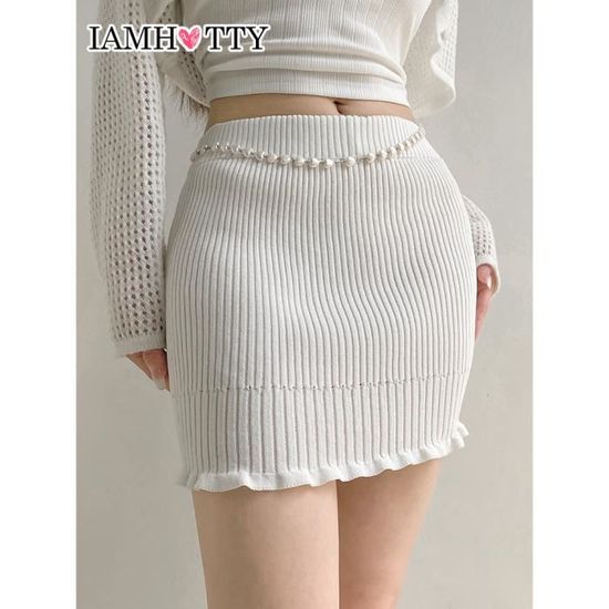 Jupe Rose Taille Haute Pour Femmes Avec Poches - Polyester Extensible, Ourlet à Volants, Jupe Mi-longue Décontractée Pour, &, Vêtements | Jupe à Ourlet à Volants | Tissu Extensible