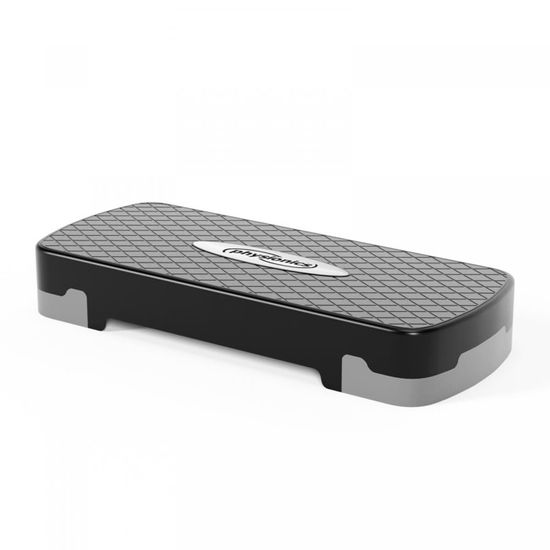 Step Fitness Casa Fitness Stepper Physionics® Step D'aérobic - Hauteur Réglable En 3 Niveaux Antiderapant Charge Max 200 Kg 68 X 28 Cm Noir Gris Stepper Plateforme De Fitness Gym Yoga Sport
