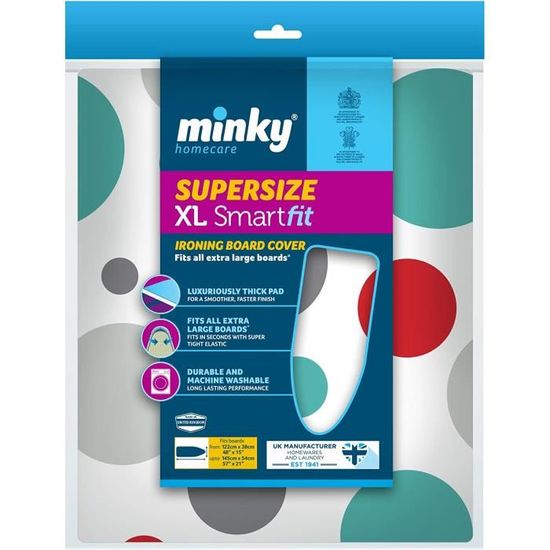 Housse Minky Pro Pour Planche à Repasser Générateur Vapeur - Anti-gouttes, 122x38 à 122x43 Cm