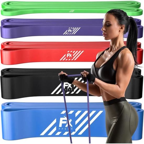Bandes de résistance, bandes d'exercice, bandes de physiothérapie pour la musculation, le yoga, le pilates, les étirements, bande élastique extensible avec différentes forces, bandes d'entraînement