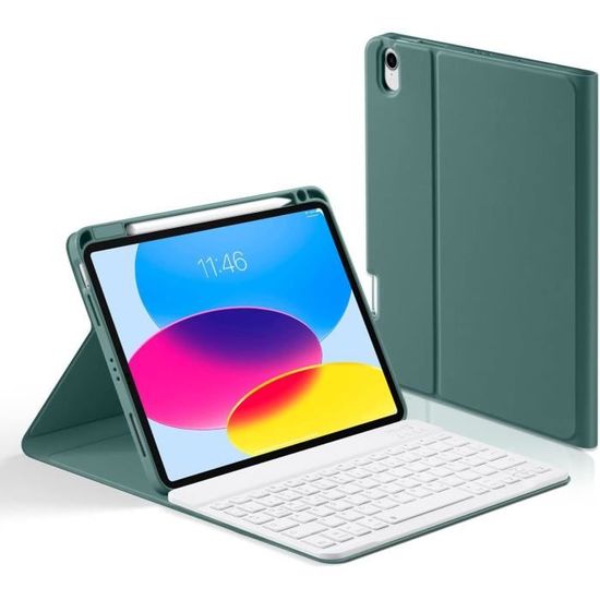 Étui Clavier Bluetooth Pour IPad 10/11e Génération (2022 & 2025) - Clavier Amovible Magnétique, Protection Complète - Gris - 10