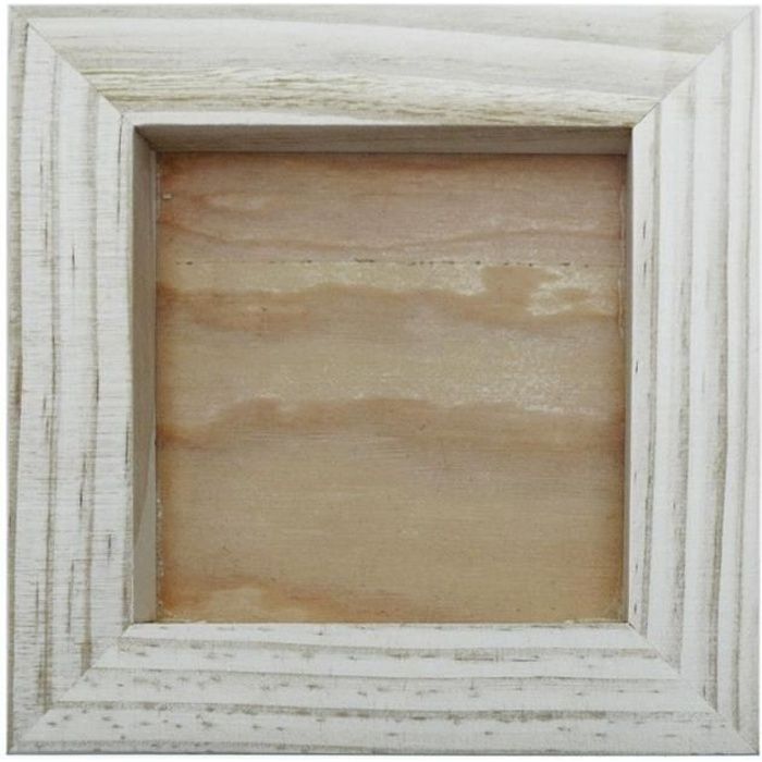 Cadre bois brut pour objets et création en relief 15 x 15 cm