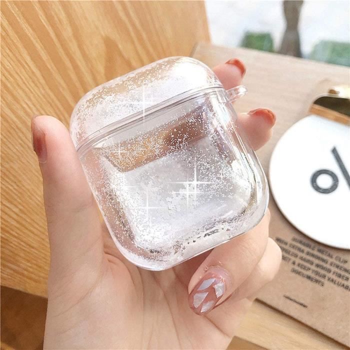 Coque Airpods 1 & 2,Compatible avec Airpods Coque,Compatible avec Airpods étui Liquide Glitter Quicksand 3D Flocon de Neige Shell