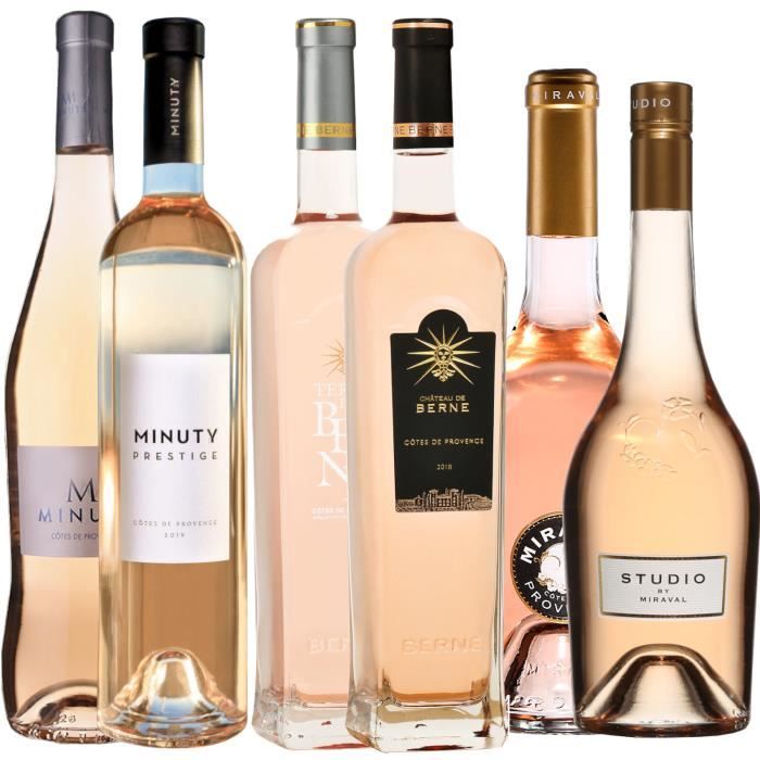 Best of Provence - Lot de 6 bouteilles - Minuty : M - Prestige - Berne : Château - Terre - Miraval : Studio - Jolie-Pitt - Côtes de