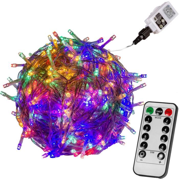 VOLTRONIC Guirlande de 40 m - 400 LEDs - multicolore - câble transparent (Avec télécommande)