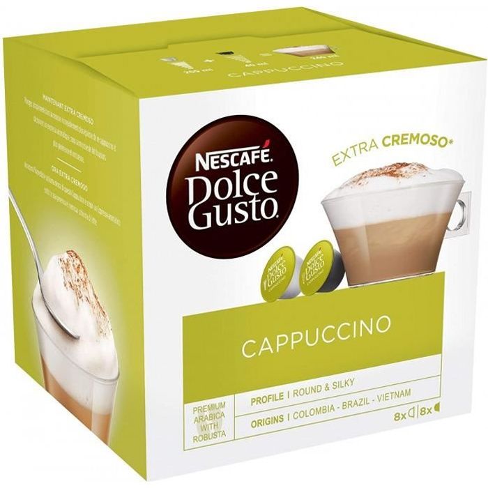 Nescafé Dolce Gusto Cappuccino - Café Gourmand - 16 Capsules (1 Boîte X 16)