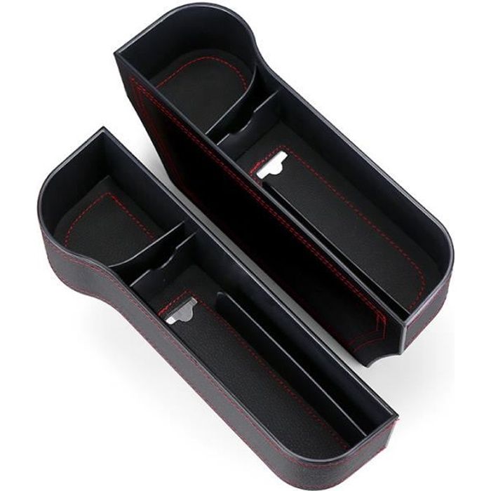 2 Pack Organisateur Siège de Voiture Avant Écart Côté Multifonctionnel Cuir PU pour Boîte de Rangement Latérale, Organisateur Voitur