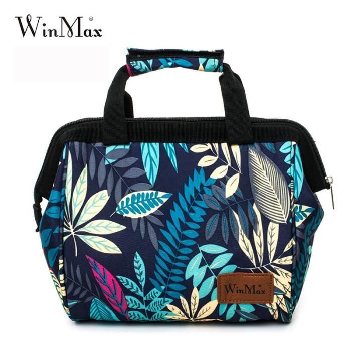 Sac à Lunch Portable,Winmax marque épaissir sac à déjeuner refroidisseur boîte à déjeuner isolé nourriture - Type leaves