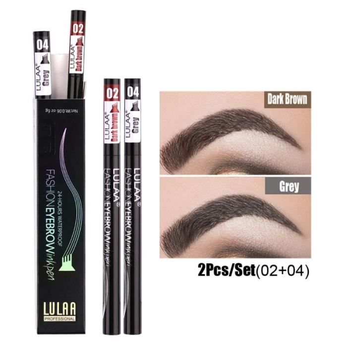 Crayon pour sourcils, effet naturel, microblading, tatoo, 4 fourchettes, 1 ou 2 pièces, trait fin, liquide, waterproof, *KI1068