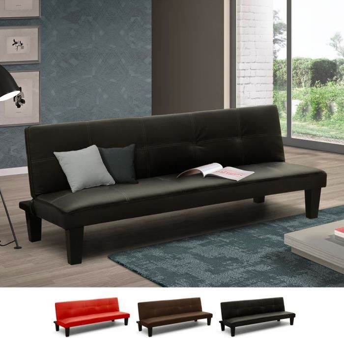 Canapé-lit convertible petit en simili-cuir 2 pièces Topazio Joy, Couleur: Noir