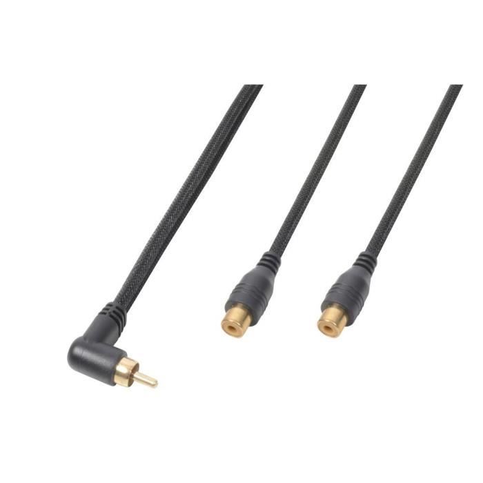 Cordon 1 x RCA mâle coudé / 1x RCA femelle, 0,3 m-PD Connex