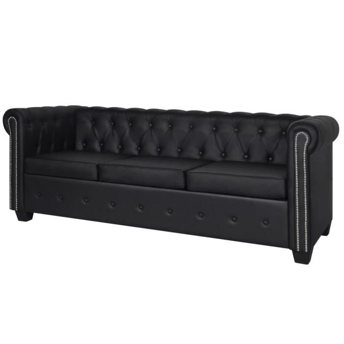 698289 Canapé 3 places relax - Divan - Sofa - Canapé - Cuir synthétique Noir Meuble d'excellent