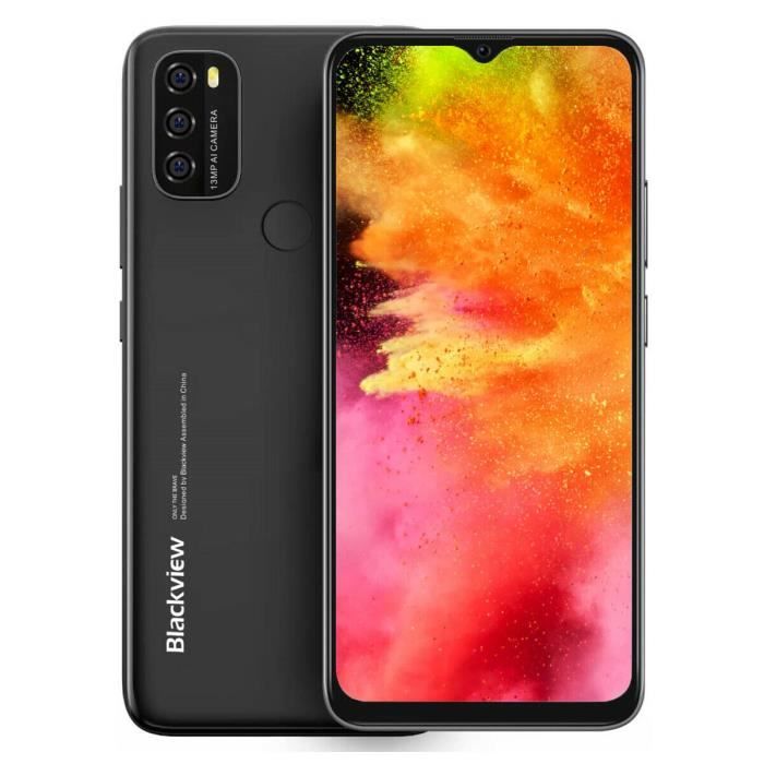 Smartphone Pas Cher Blackview A70 Pro 4Go + 32Go Écran 6,52 Pouces HD+ 5380mAh 5MP + 13MP Android 11 Quad-core Empreinte - Noir