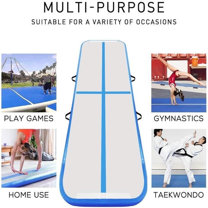 Airtrack Gymnastique 10cm Epaisseur, Tapis d'Entraînement 3M, Tapis Gonflable de Gymnase avec Pompe Electrique pour Gymnast Yoga