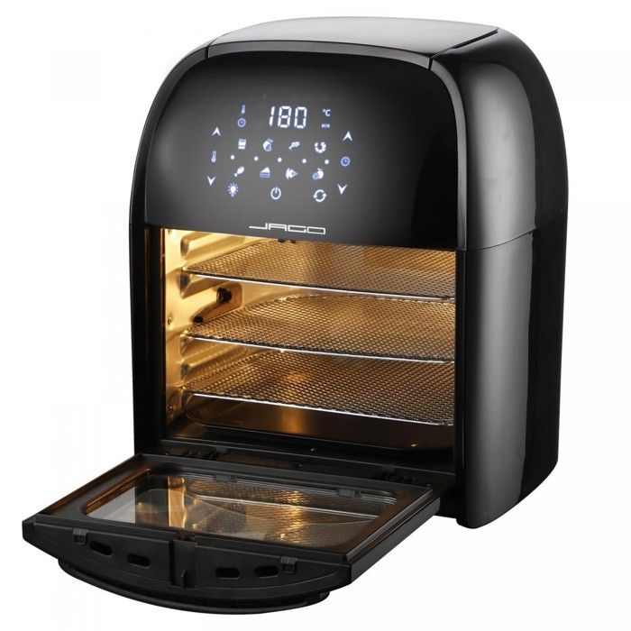 Jago® Friteuse à Air Chaud - 12l, 1800W, Écran Tactile LED, 8 Programmes, Rôtisserie, Déshydrateur - Mini Four, Friteuse sans Huile