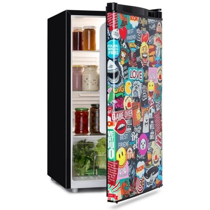 Klarstein Cool Vibe Réfrigérateur 90 litres classe A+ - design Manga noir