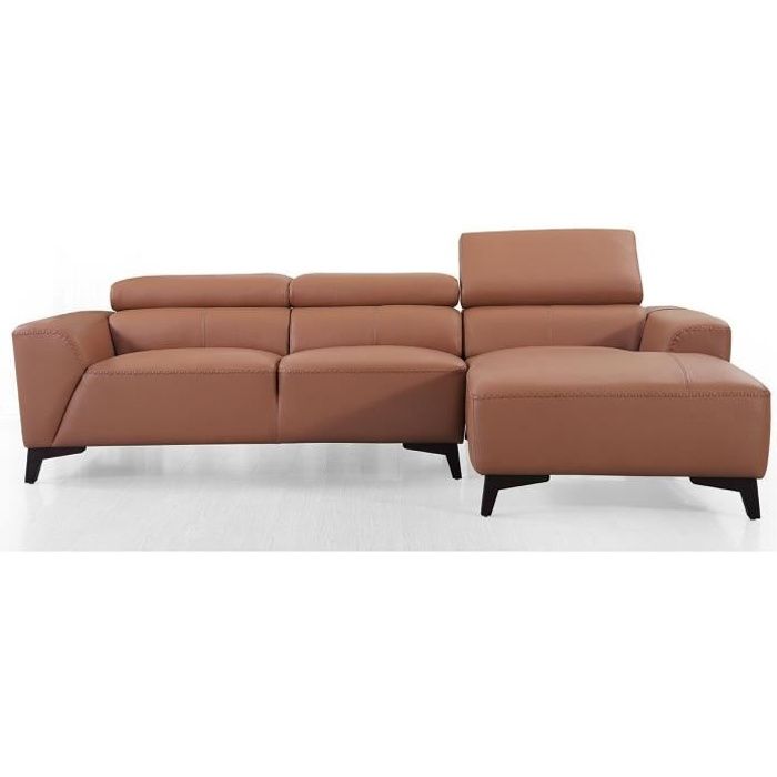 Canapé d'angle droit en cuir BLOUM - Cognac - Droit - Cognac