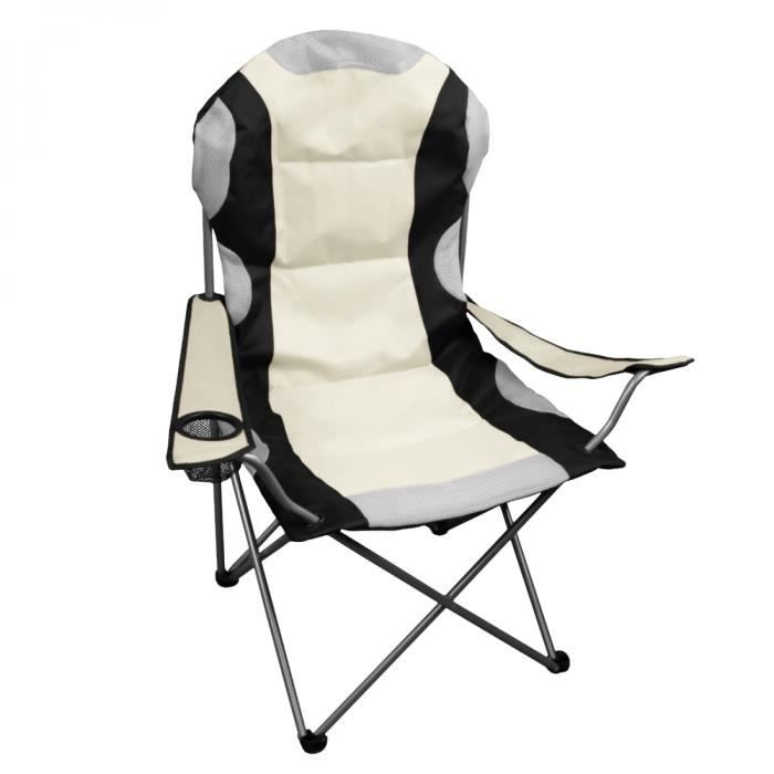 Chaise de camping pliable + Sac de transport - Beige - Linxor