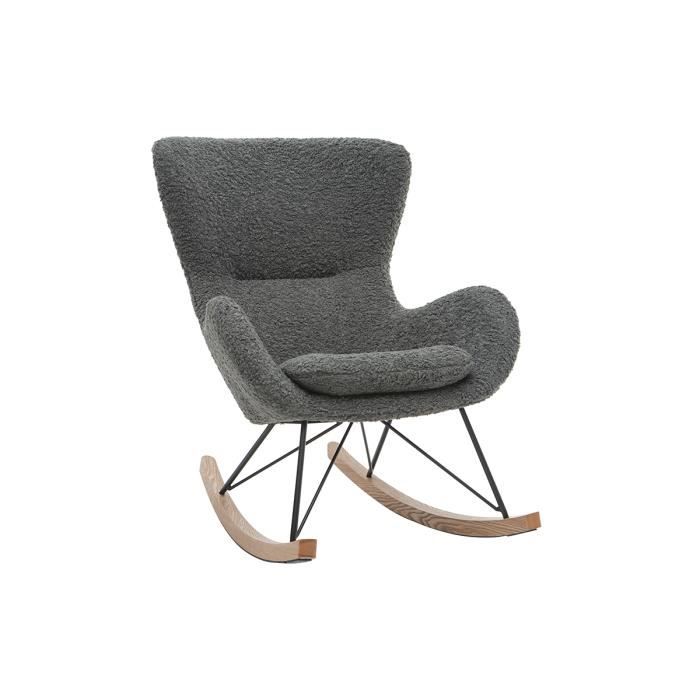 Miliboo - Rocking chair design tissu mouton gris ESKUA