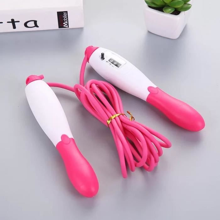 Corde à sauter pour Entraînement Crossfit Fitness Longueur Réglabl avec compteur Rose DFJ133