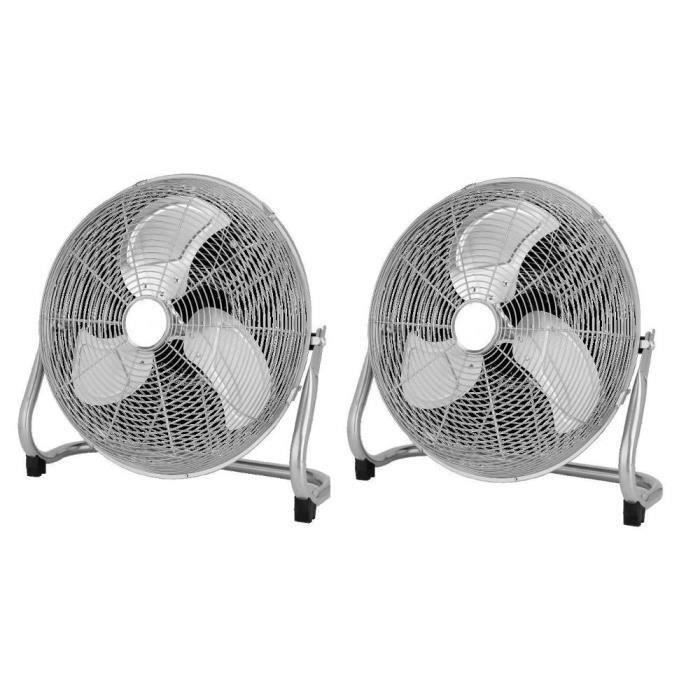 Lot de 2 ventilateurs industriels de sol - Brasseur d'air 100 W - 3 vitesses - Diamètre 50 cm