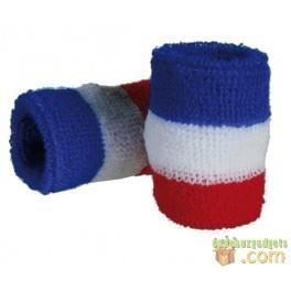 Poignets de tennis, bracelets éponges bleu, blanc