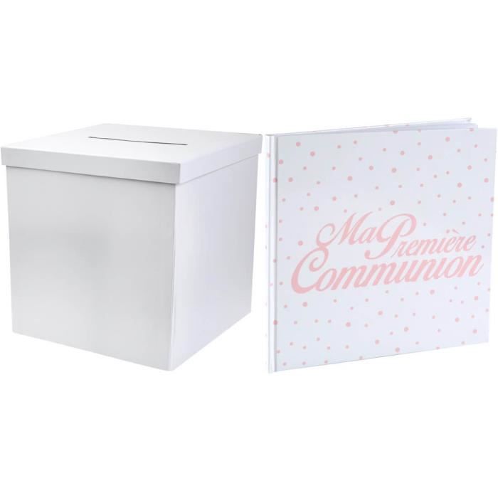 R/2911-6299- 1 Pack urne carrée et livre d'or Communion corail