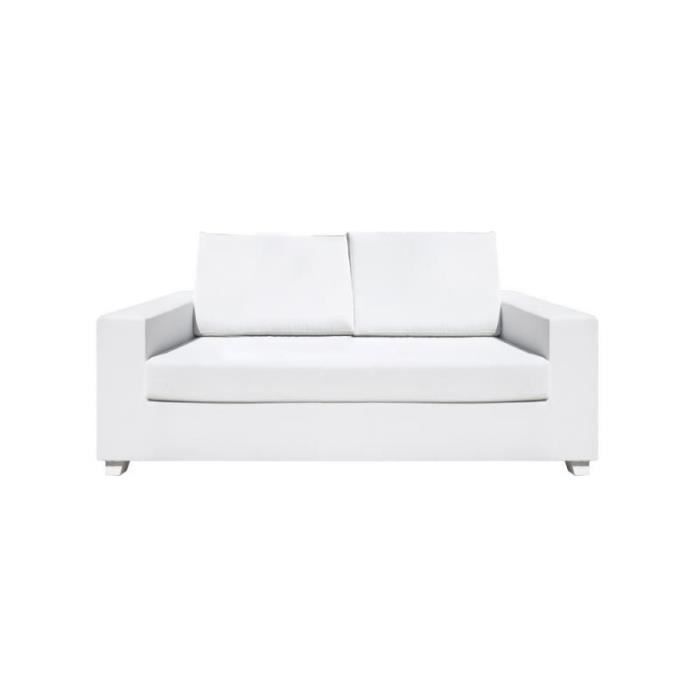 Canapé d’extérieur 2 places Textilène Blanc - BELITUNG - L 180 x l 88 x H 70