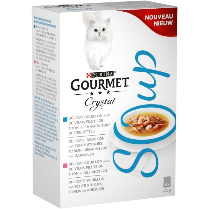 GOURMET Crystal Soup recettes au thon - Pour chat adulte - 4x40 g