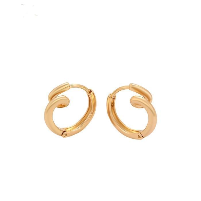 Boucles dOreilles - Femme - Créoles - Jonc - Lisse - Tourbillon - Plaqué Or Jaune 750/1000 - 3 Microns - 15 mm