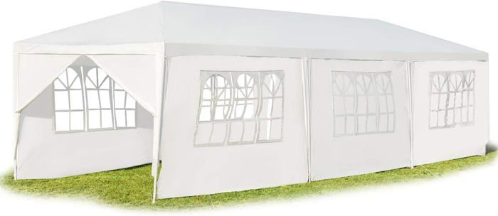 GOPLUS 3x9M Tonnelle Tente de Jardin avec Fenêtres, Tente de Réception Protection, Chapiteau Gazebo pour Événement Bière, 8 Bâches