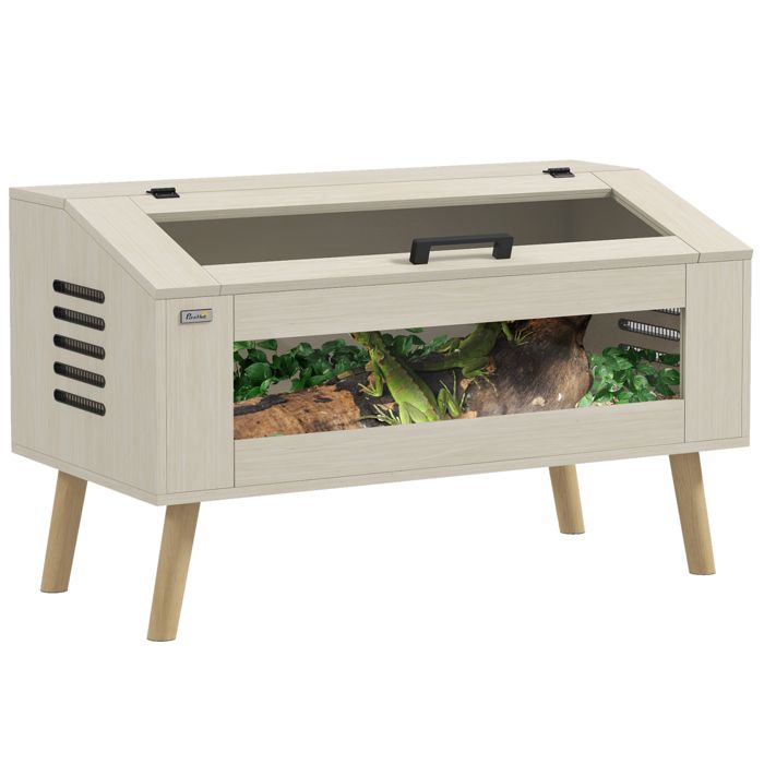 Terrarium PawHut pour reptiles avec aération vivarium pour serpents 140L avec fenêtres en verre trempé couvercle 100 x 50 x 60 cm