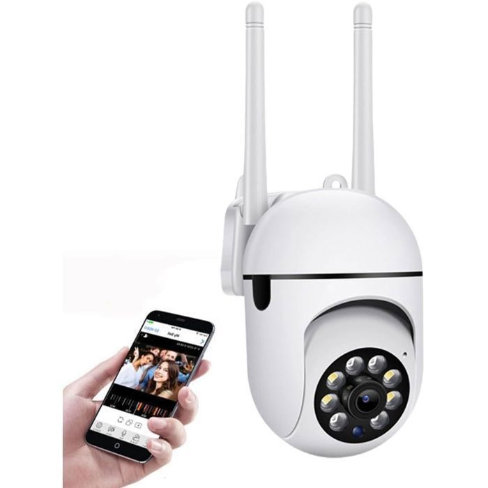 2pcs de Caméras Intérieur/ Extérieur WiFi 3MP Audio Bidirectionnel Vision Nocturne Détection du Mouvement AI 355° Suivi