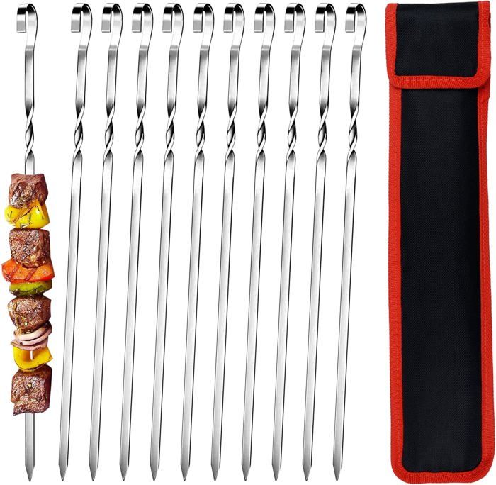 Brochettes BBQ Acier Inoxydable - Lot De 20 - Réutilisables Pour Four Et Grill